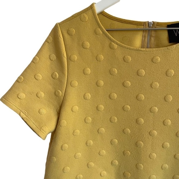 Anthropologie W5 Polka Dot Back Zip Top in Mustard, Size M - Picture 2 of 6